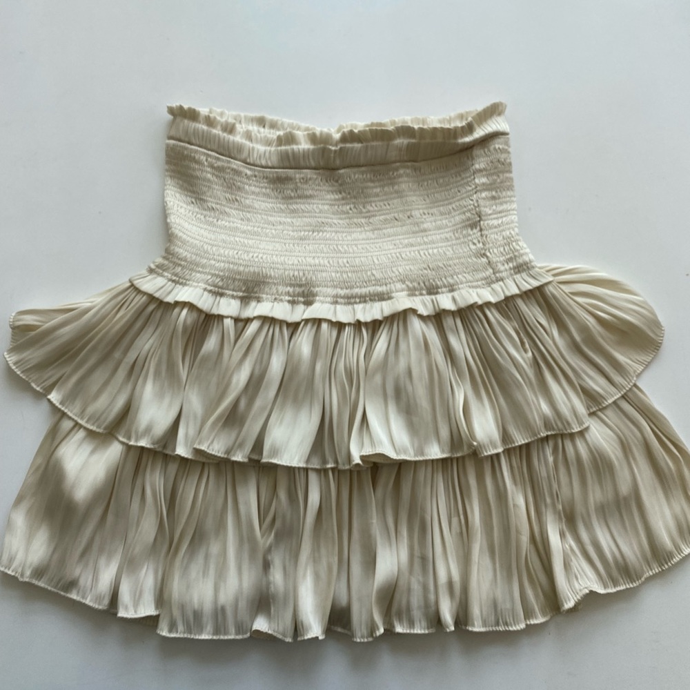 Smocked Champagne Gold Mini Skirt